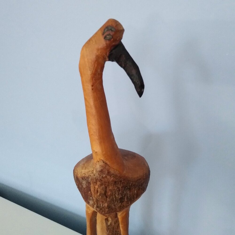 Pier 1 Natural hand carved wood heron sculpture-coastal,tiki,rustic, 14" tall - Picture 5 of 9